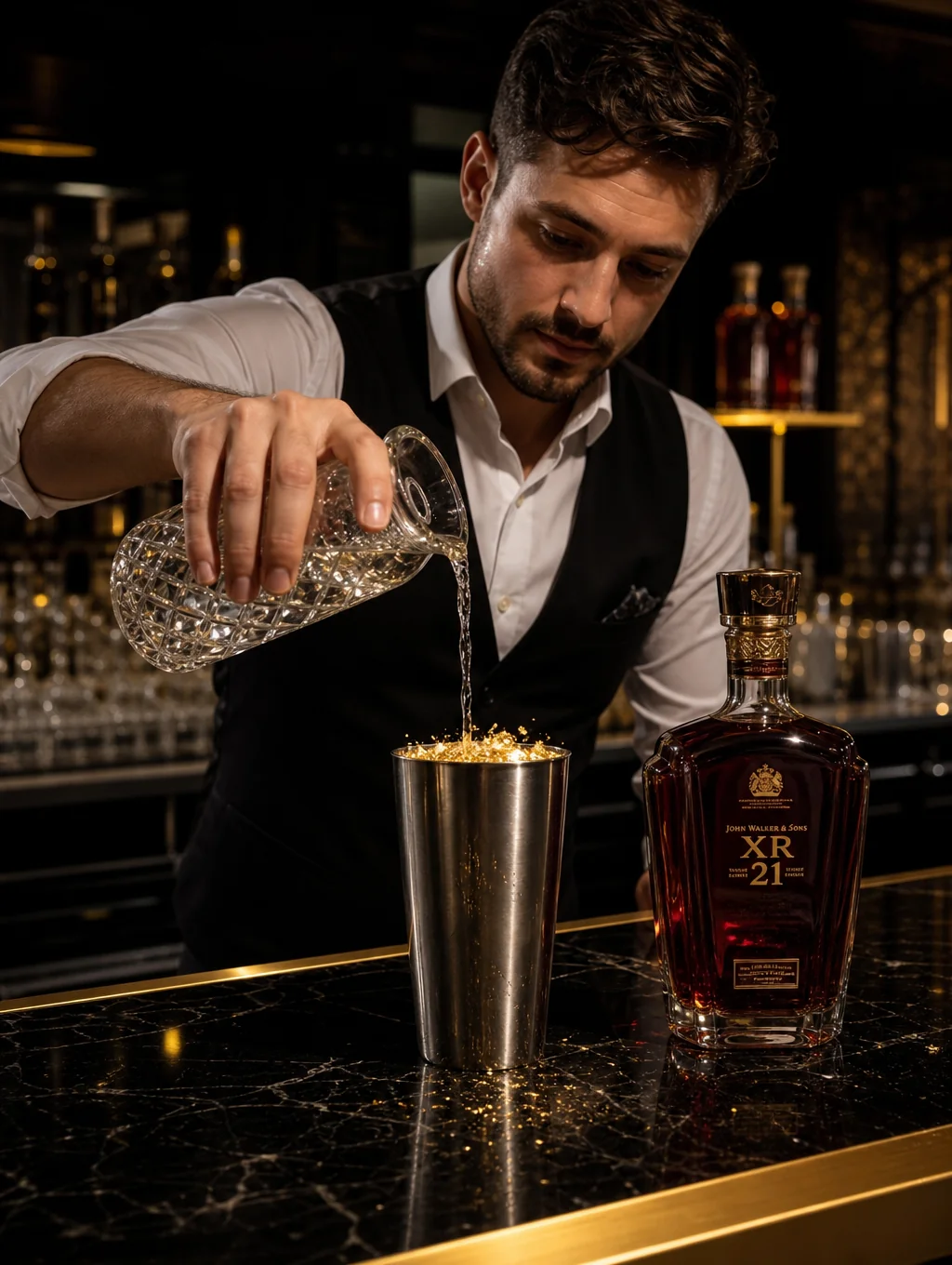 Beverage Director Karan Johal infusing botanical spirits with fresh saffron and green cardamom